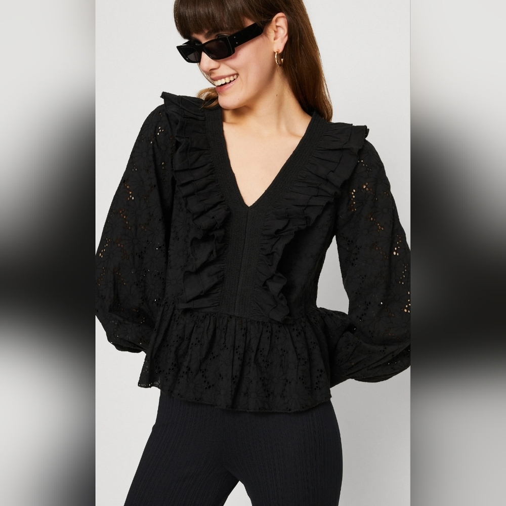 Y.A.S Yasmilda Black Ruffle Blouse